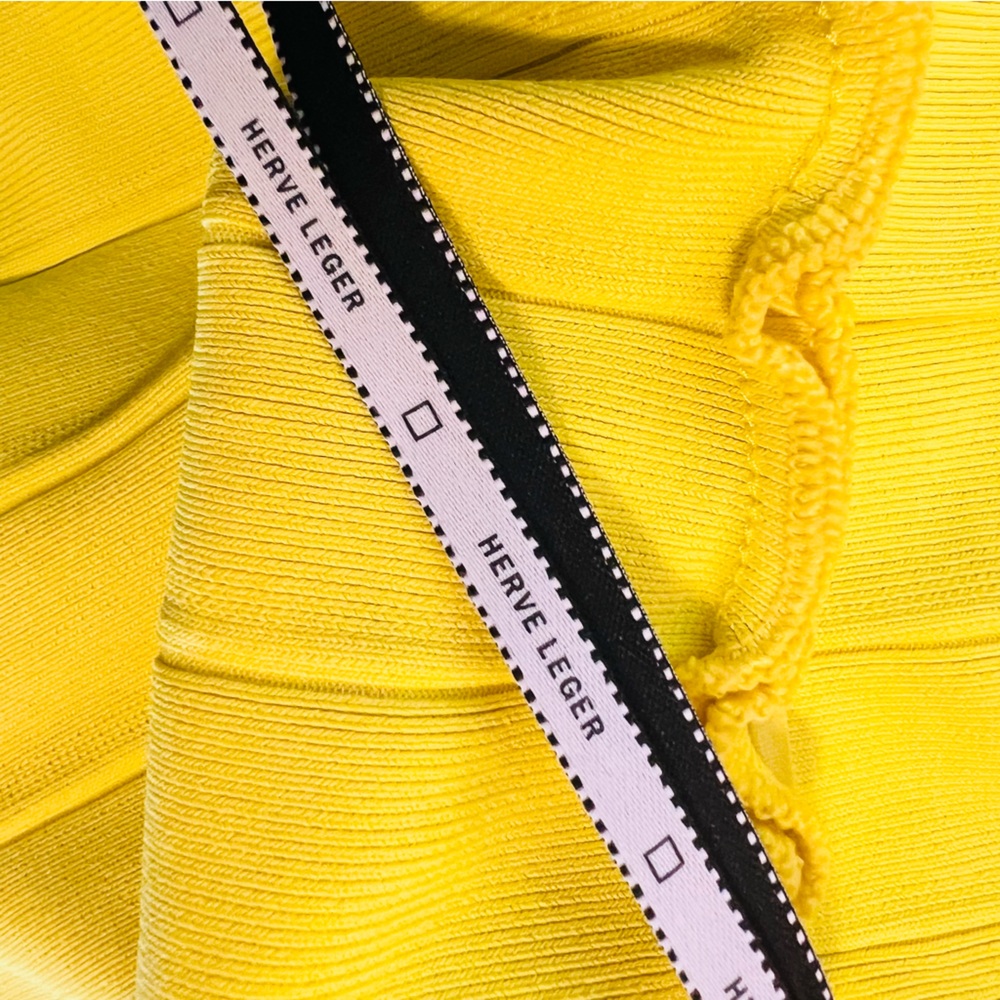 HERVE LEGER Stretchy Bandage Mini Dress in Yellow - Picture 10 of 11